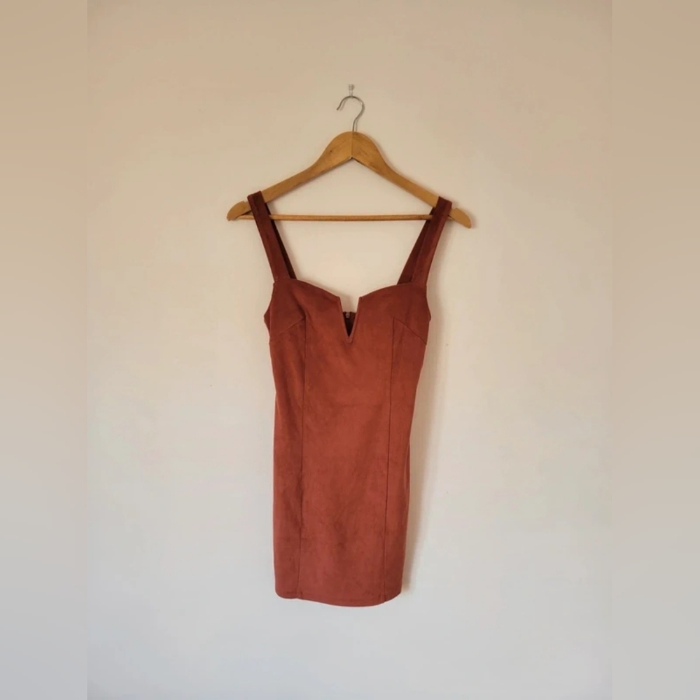Forever 21 Rust Suede Square-Neck Mini Dress